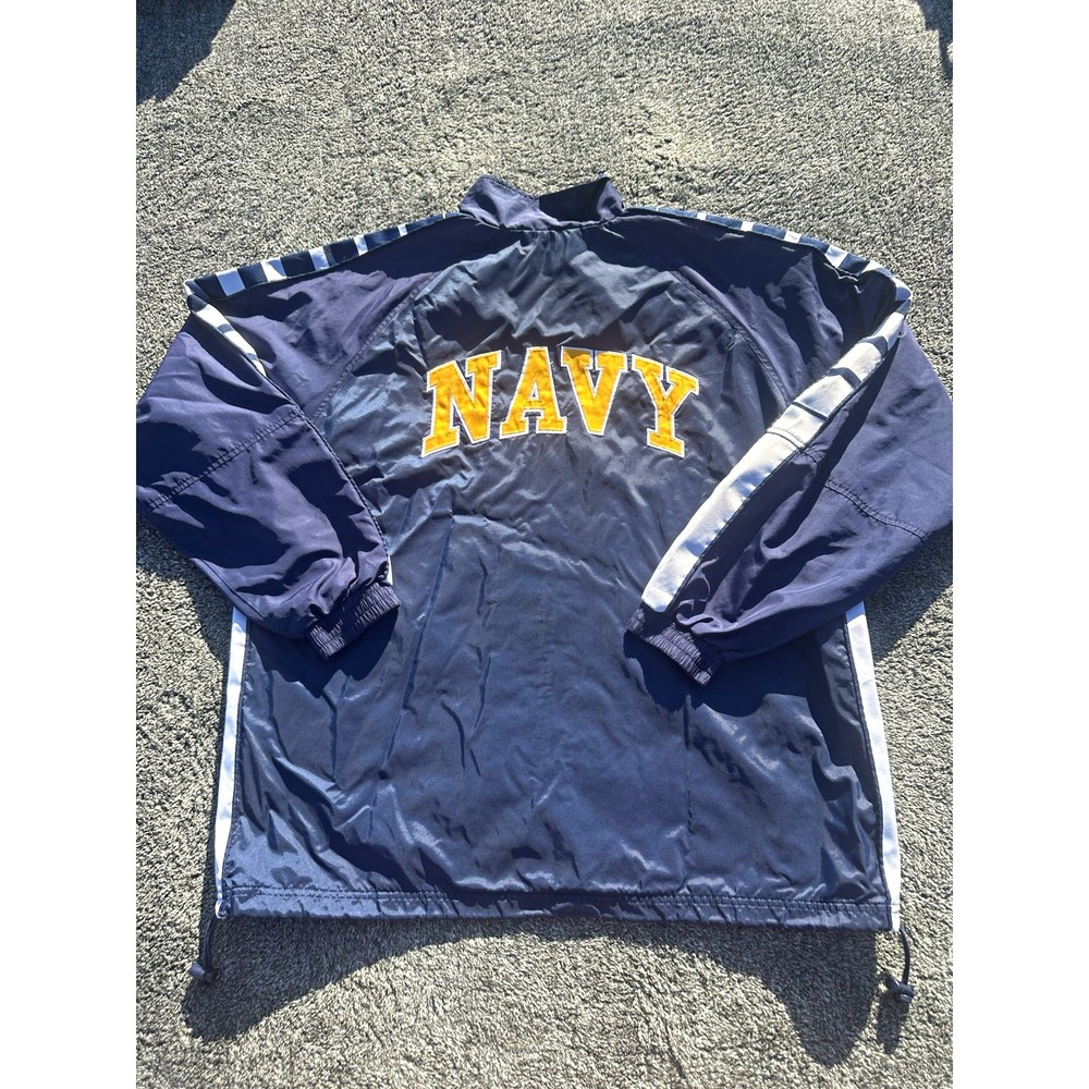 Vintage Adidas US Navy Jacket Mens L Blue Embroidered NAVY Windbreaker 90s Y2K